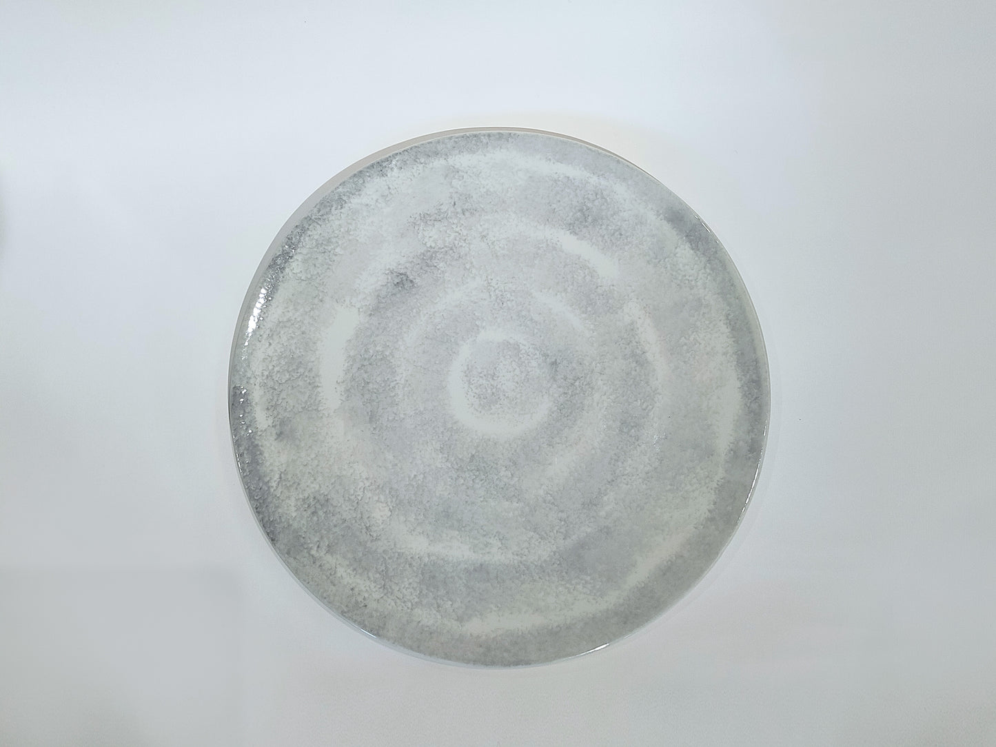 【旅皿】ホワイトグレー　二重高台皿 25cm