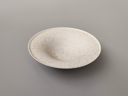 【旅皿】Bowl with rim 17.5㎝ Nashiji White