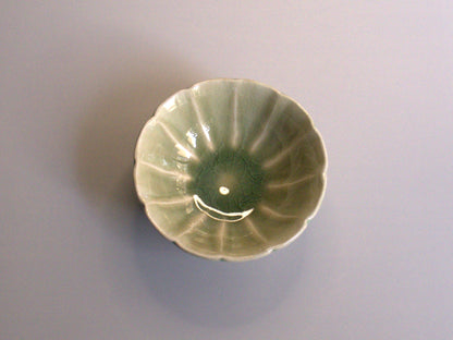 -Onland store　香山窯　ビードロ釉菊型平鉢-