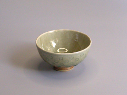 -Onland store　香山窯　ビードロ釉印花文飯碗（大）-