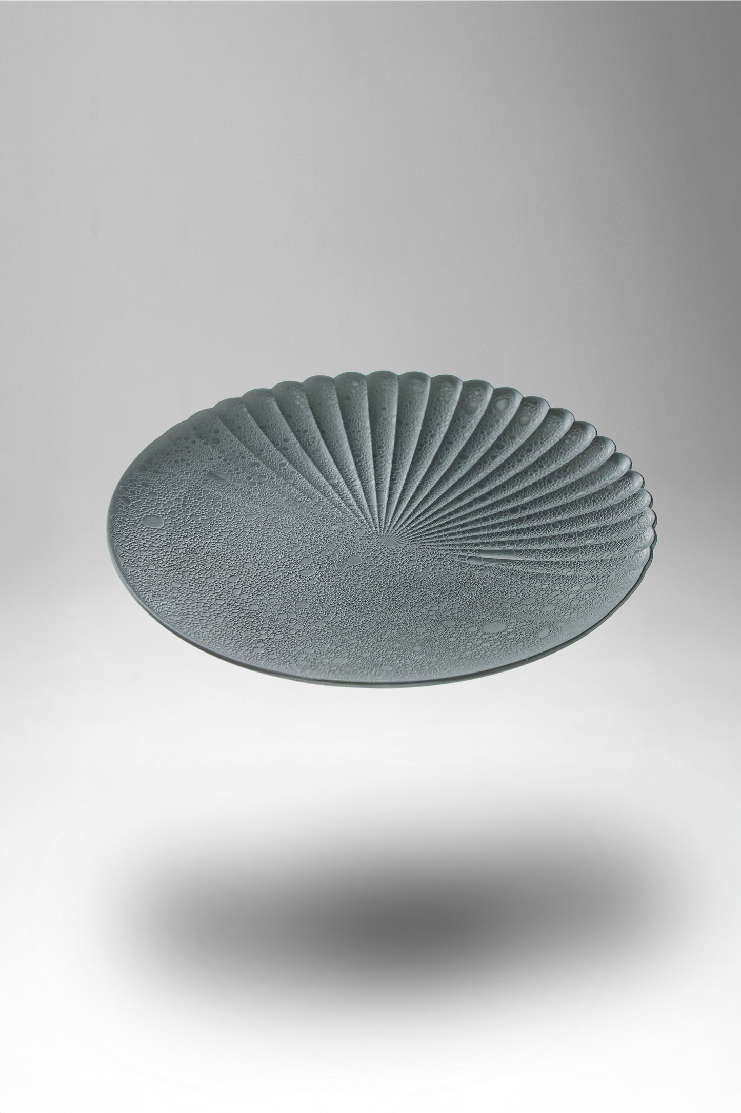 【旅皿】泡化粧マットブラック 片菊彫22cmプレート