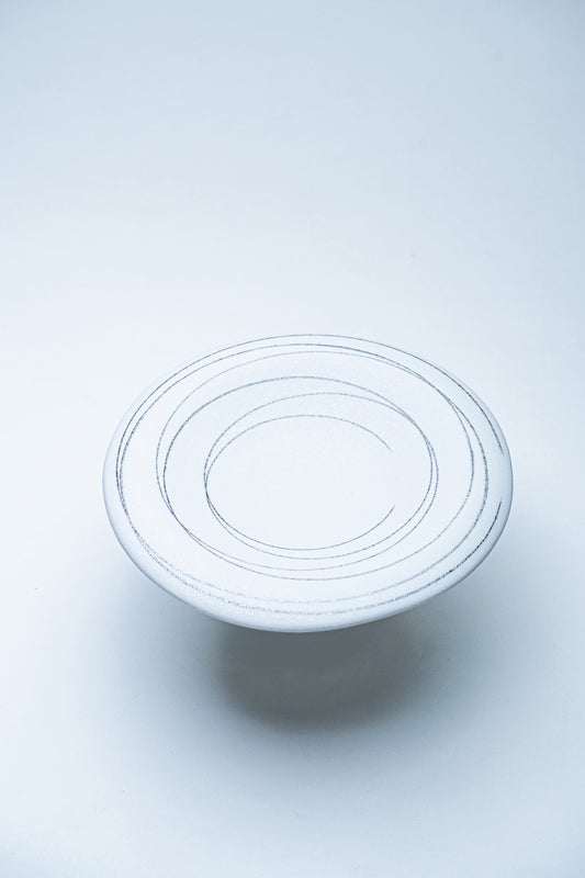 【旅皿】垂渕7寸皿　スノー銀線