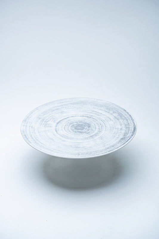 【旅皿】25cm二重高台皿　ミスト銀刷毛