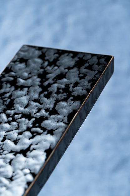 【旅皿】黒釉しぼり（渕赤絵無）長角板皿（低）20cm